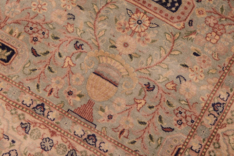 handmade Transitional Razia Green Blue Hand Knotted RECTANGLE 100% WOOL area rug 8x10