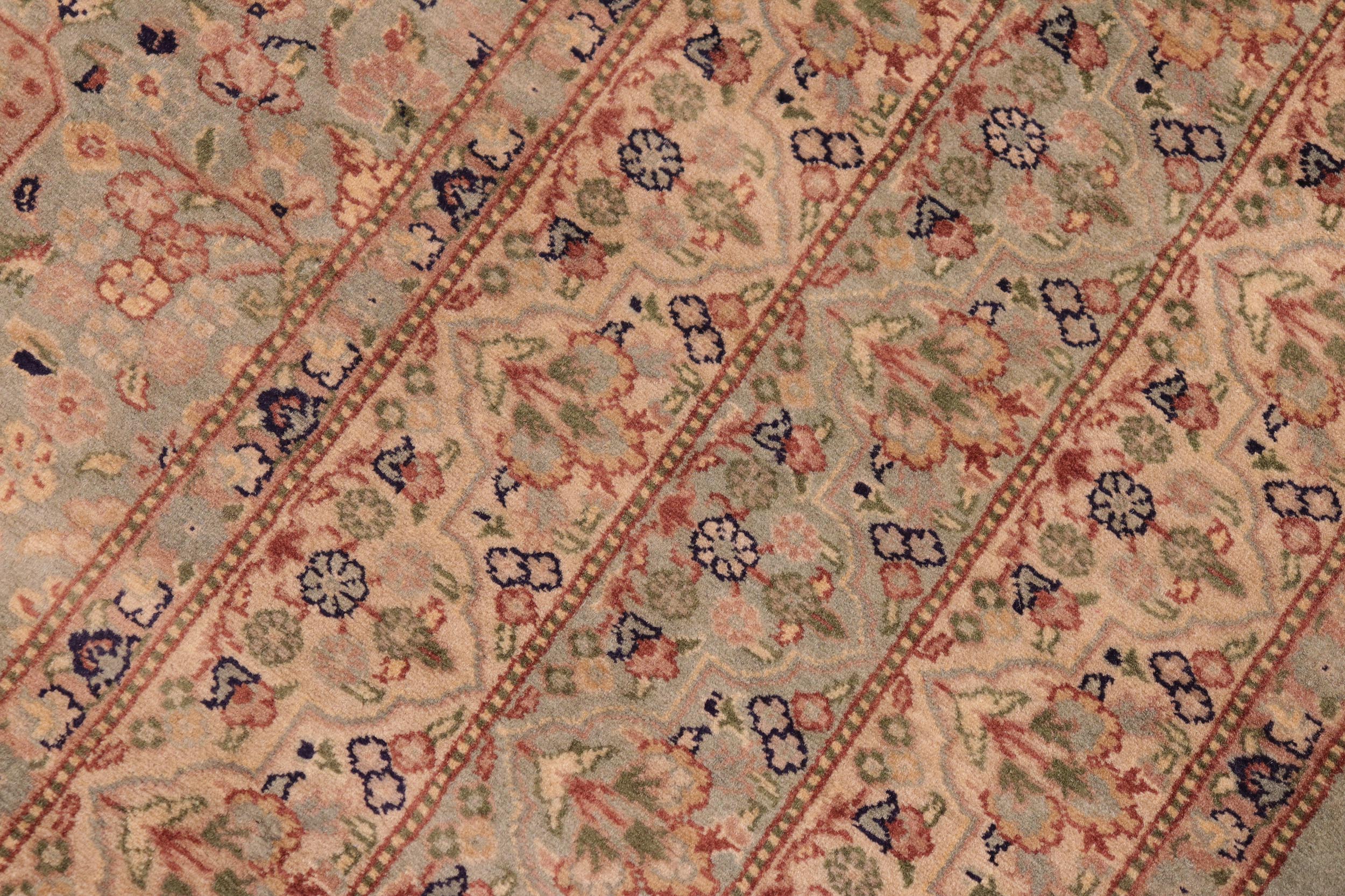 handmade Transitional Razia Green Blue Hand Knotted RECTANGLE 100% WOOL area rug 8x10