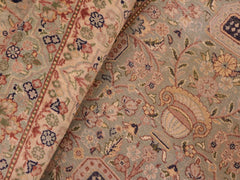 handmade Traditional Razia Green Blue Hand Knotted RECTANGLE 100% WOOL area rug 8x10