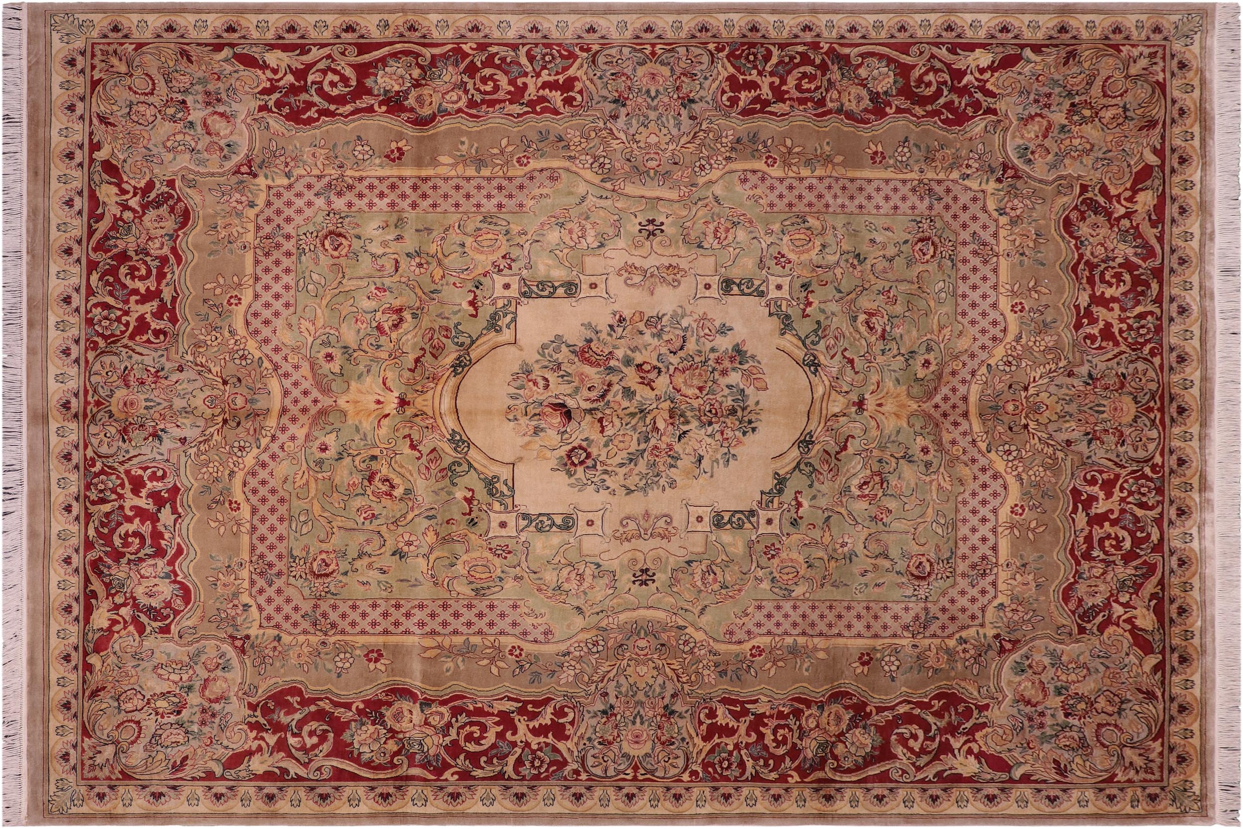 handmade Traditional Haider Lt. Green Lt.red Hand Knotted RECTANGLE 100% WOOL area rug 8x10