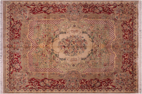 handmade Traditional Haider Lt. Green Lt.red Hand Knotted RECTANGLE 100% WOOL area rug 8x10