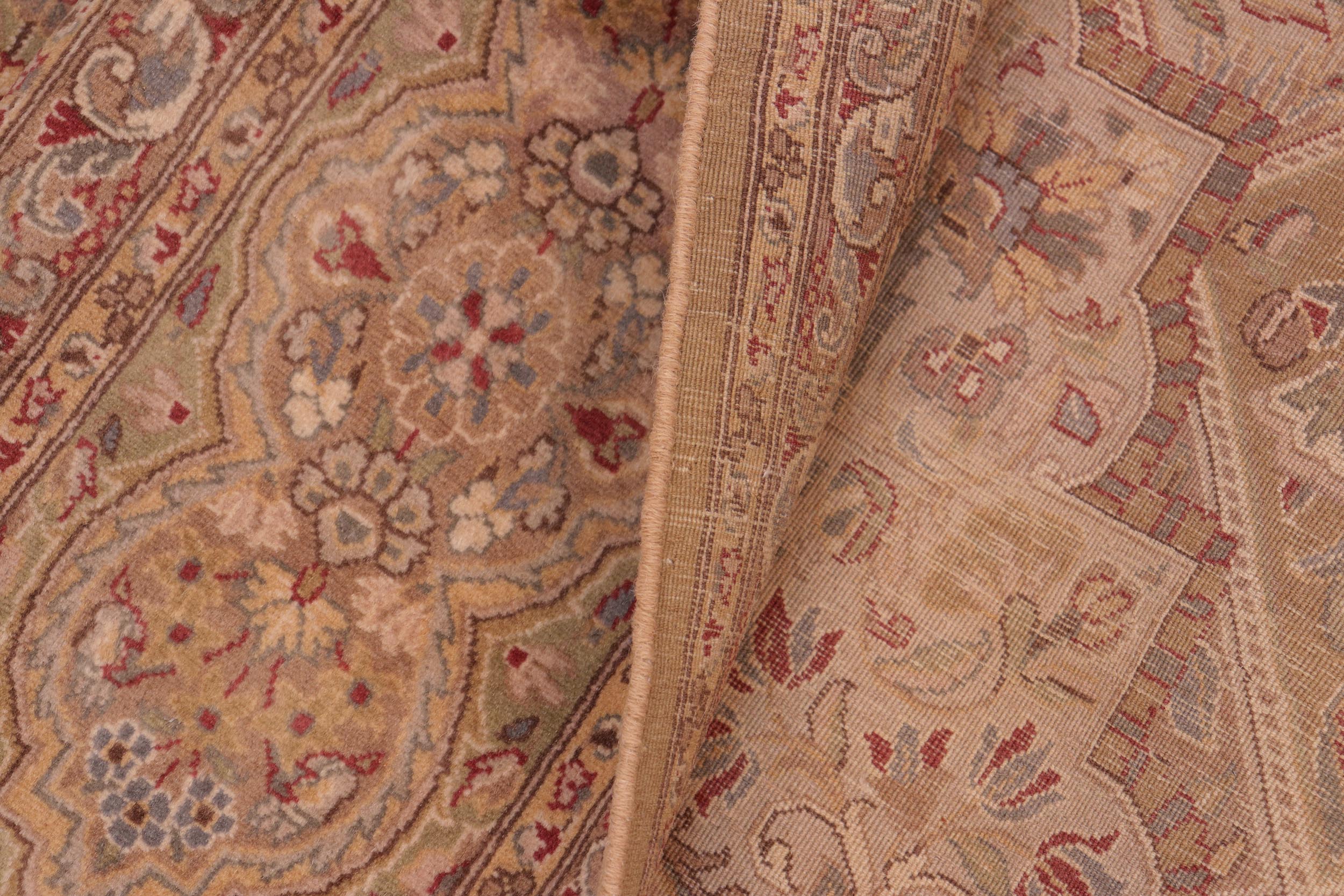 handmade Traditional Gulab Gold Green Hand Knotted RECTANGLE 100% WOOL area rug 8x10