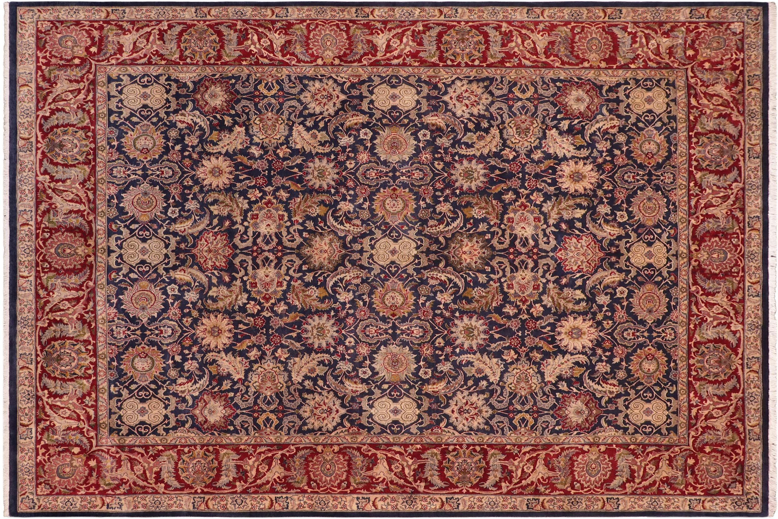 handmade Transitional Agra Blue Red Hand Knotted RECTANGLE 100% WOOL area rug 8x10