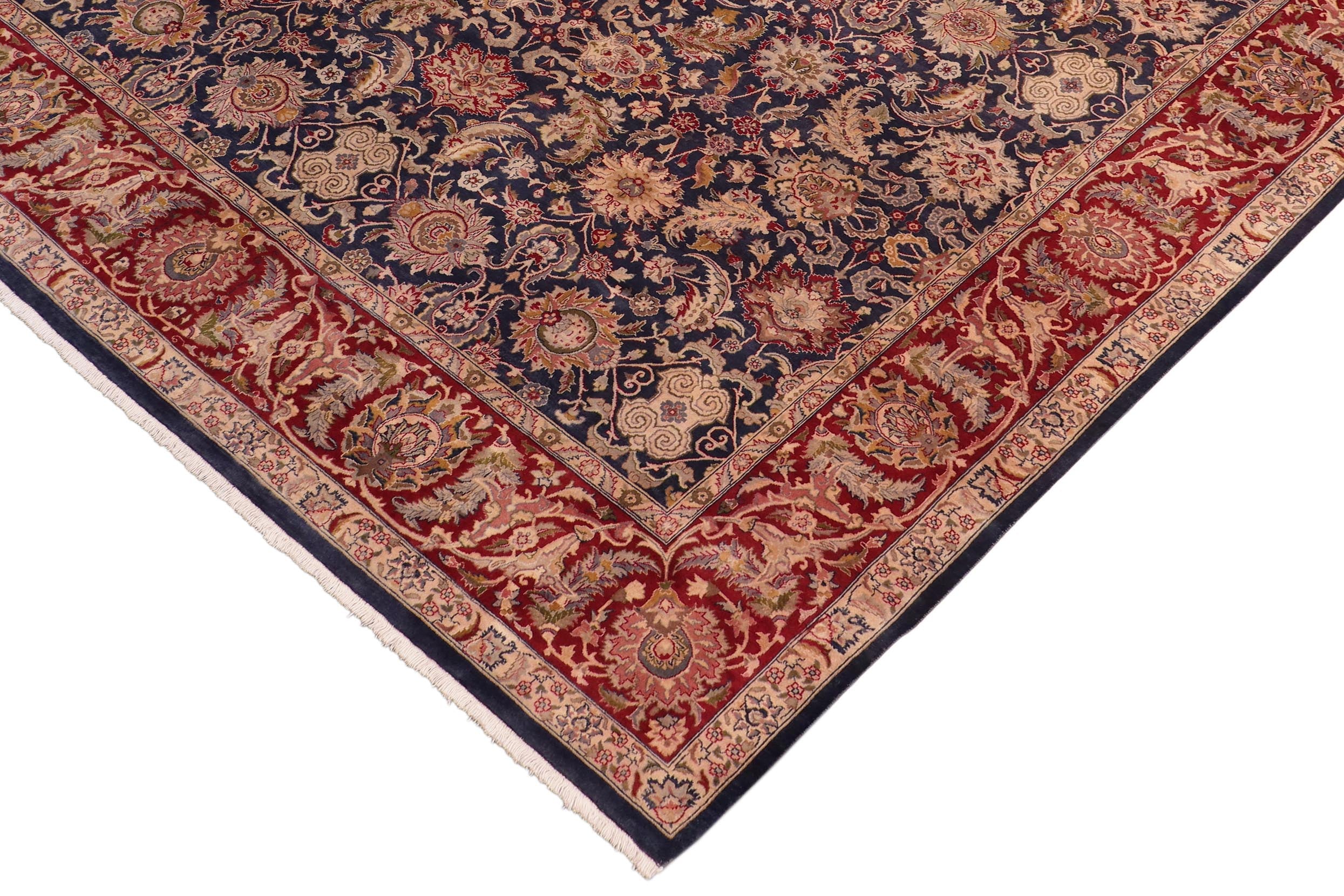 handmade Transitional Agra Blue Red Hand Knotted RECTANGLE 100% WOOL area rug 8x10
