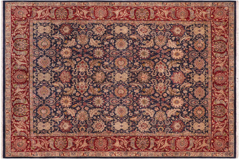 handmade Transitional Agra Blue Red Hand Knotted RECTANGLE 100% WOOL area rug 8 x 10