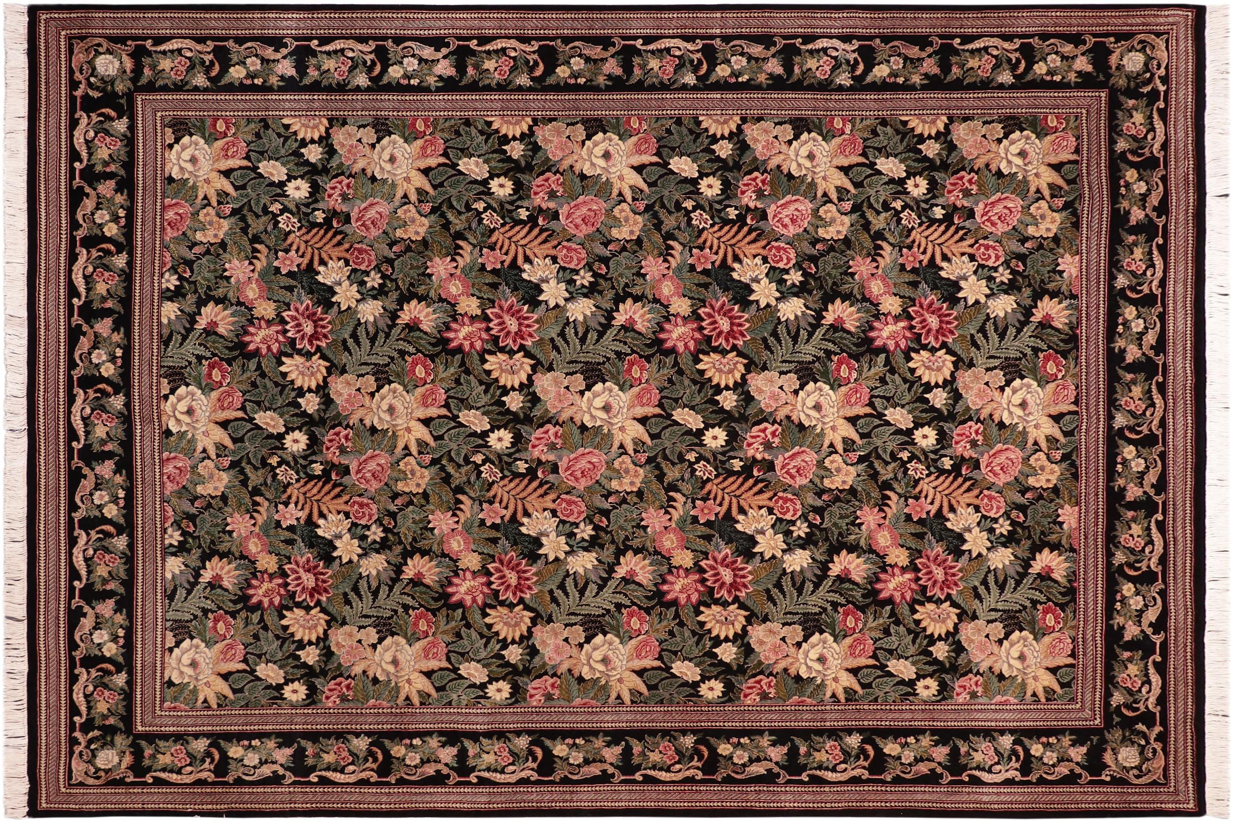 handmade Transitional David Black Green Hand Knotted RECTANGLE 100% WOOL area rug 8x10