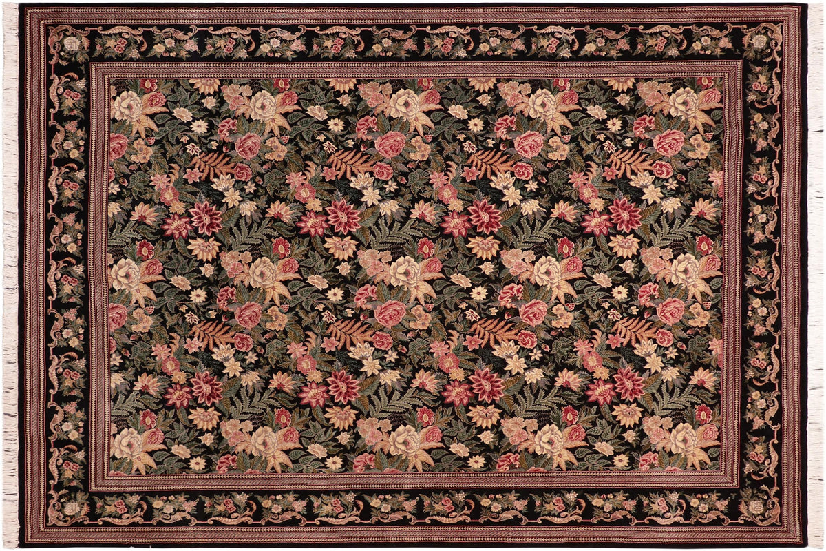 handmade Transitional David Black Green Hand Knotted RECTANGLE 100% WOOL area rug 8x10