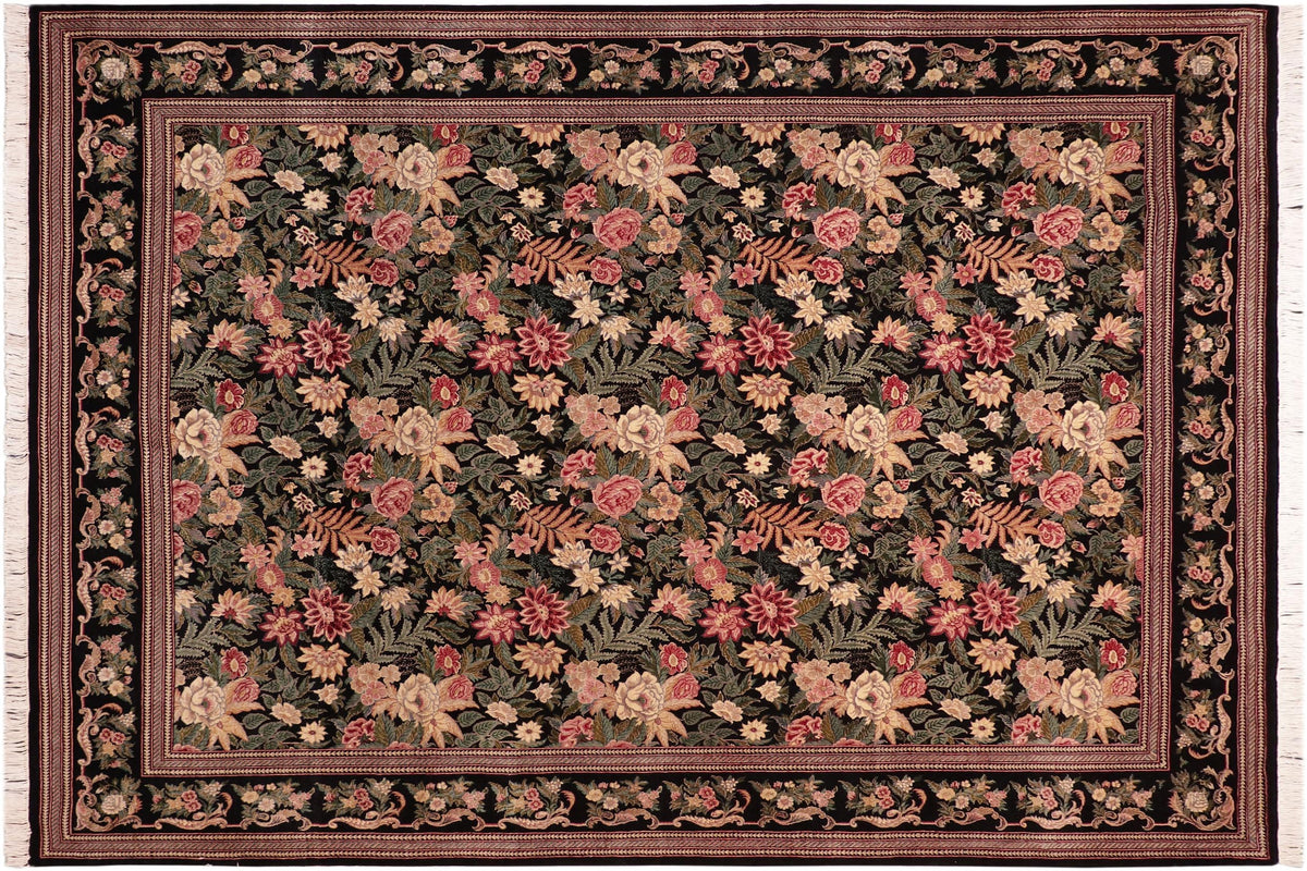 handmade Transitional David Black Green Hand Knotted RECTANGLE 100% WOOL area rug 8x10