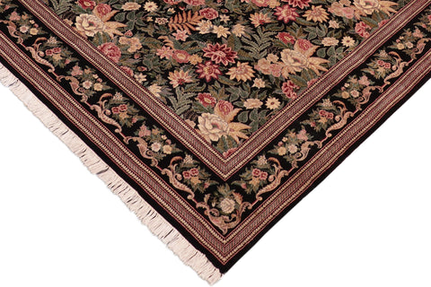 handmade Transitional David Black Green Hand Knotted RECTANGLE 100% WOOL area rug 8x10