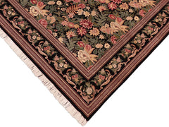 handmade Traditional David Black Green Hand Knotted RECTANGLE 100% WOOL area rug 8x10