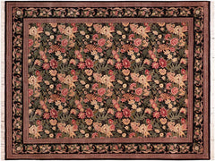 handmade Traditional David Black Green Hand Knotted RECTANGLE 100% WOOL area rug 8x10