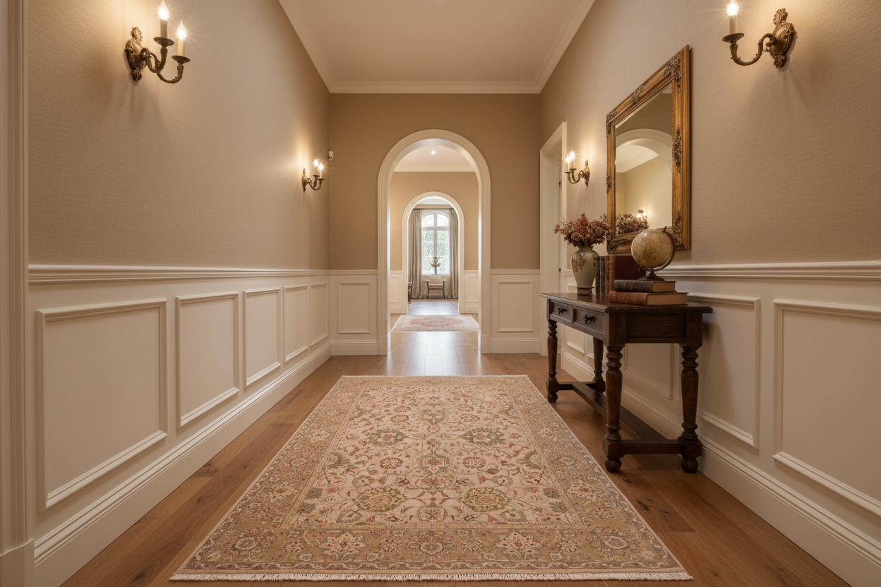handmade Traditional Lahore Taupe Brown Hand Knotted RECTANGLE 100% WOOL area rug 8x10