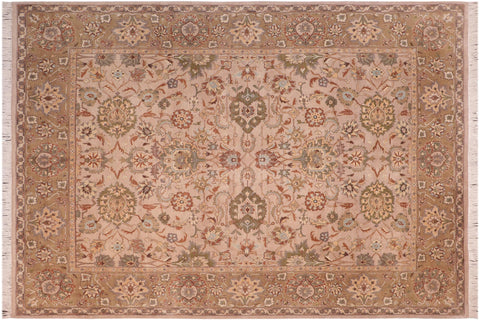handmade Traditional Lahore Taupe Brown Hand Knotted RECTANGLE 100% WOOL area rug 8x10