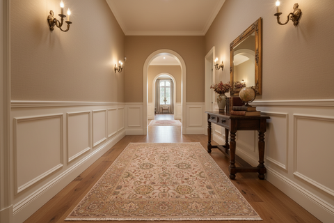 handmade Traditional Lahore Taupe Brown Hand Knotted RECTANGLE 100% WOOL area rug 8x10