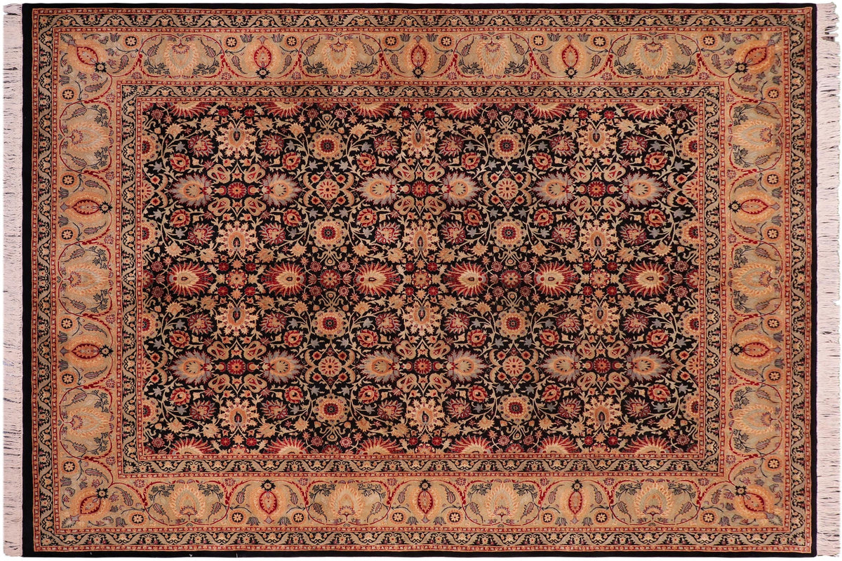 handmade Transitional New Asif Black Tan Hand Knotted RECTANGLE 100% WOOL area rug 8x10