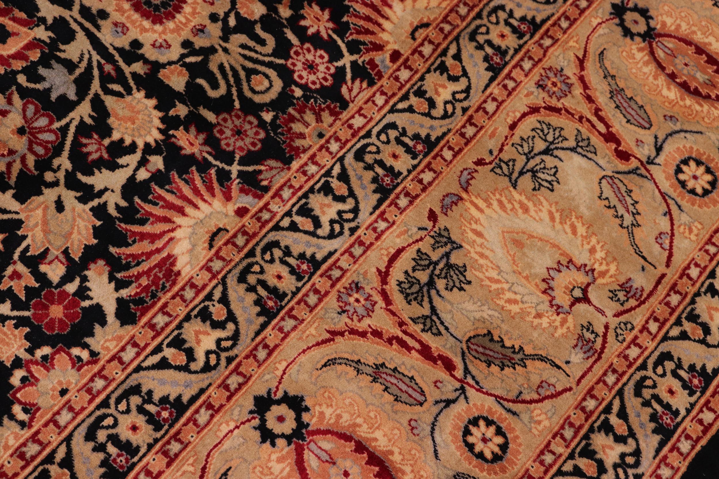 handmade Transitional New Asif Black Tan Hand Knotted RECTANGLE 100% WOOL area rug 8x10