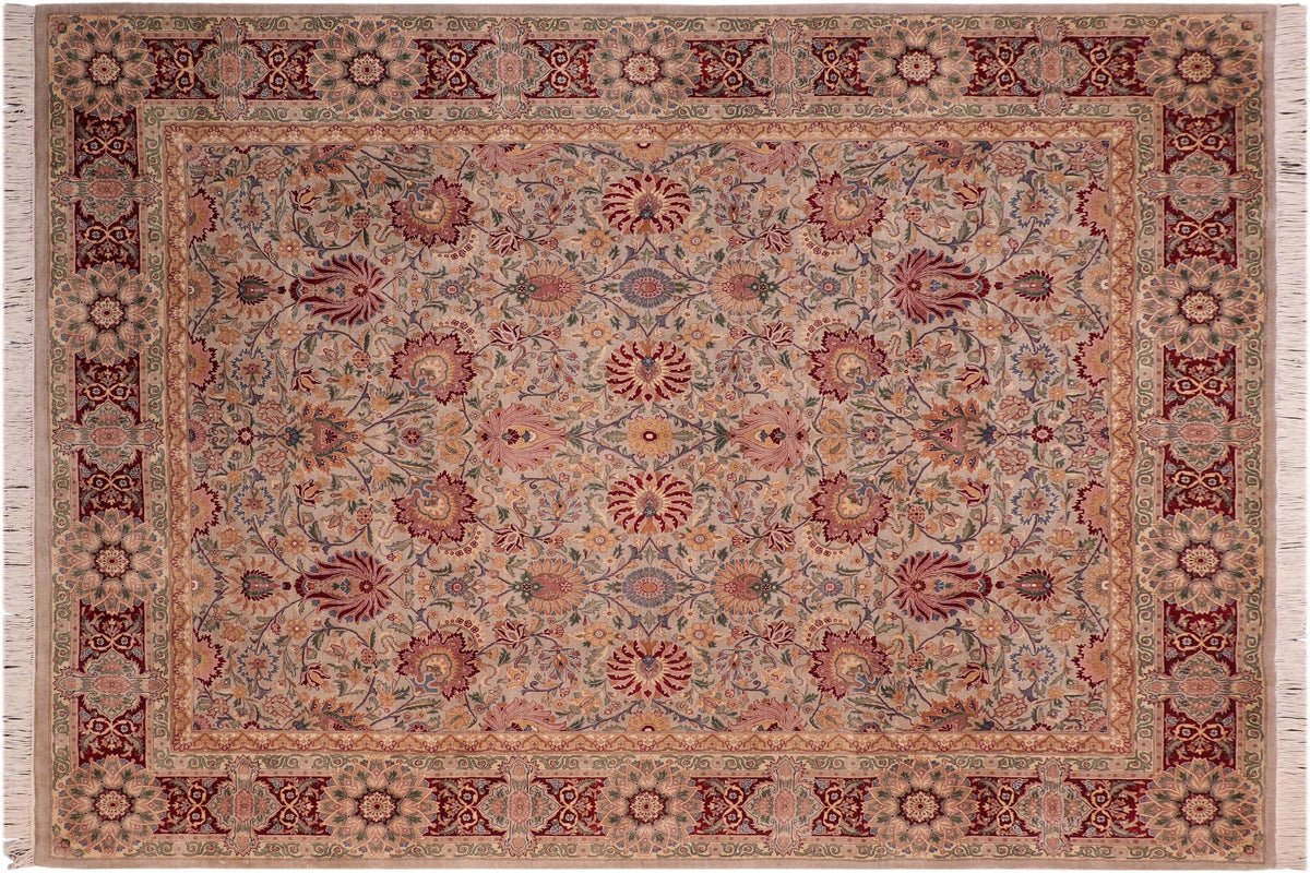 handmade Traditional Lahore Gray Red Hand Knotted RECTANGLE 100% WOOL area rug 8x10