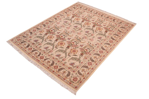 handmade Transitional Azeem Beige Green Hand Knotted RECTANGLE 100% WOOL area rug 8x10