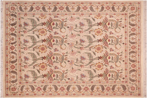 handmade Transitional Azeem Beige Green Hand Knotted RECTANGLE 100% WOOL area rug 8x10