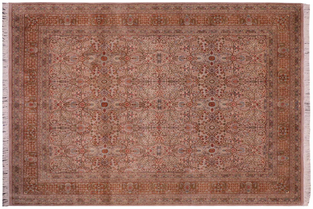 handmade Transitional Tabriz Lt. Gray Copper Hand Knotted RECTANGLE 100% WOOL area rug 8x10