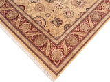 handmade Traditional Mubashar Beige Red Hand Knotted RECTANGLE 100% WOOL area rug 8x10