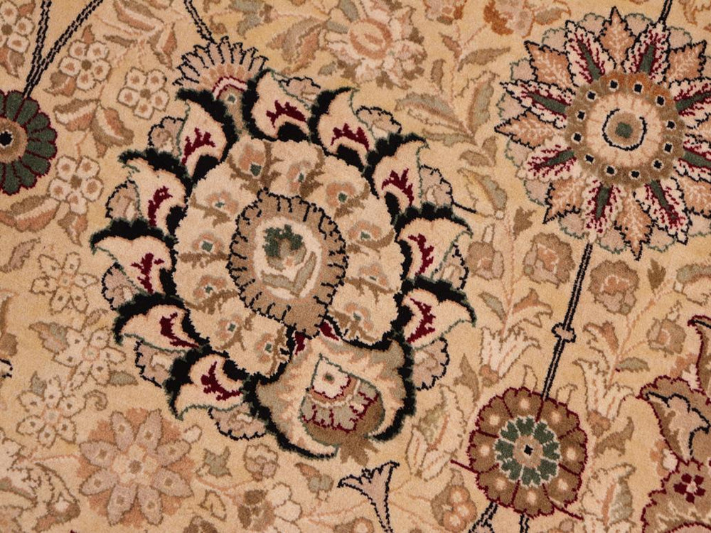 handmade Traditional Mubashar Beige Red Hand Knotted RECTANGLE 100% WOOL area rug 8x10