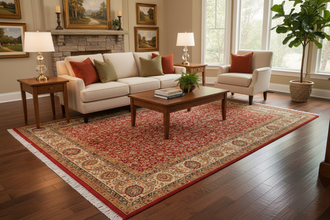 handmade Traditional Regular Red Beige Hand Knotted RECTANGLE 100% WOOL area rug 8x10