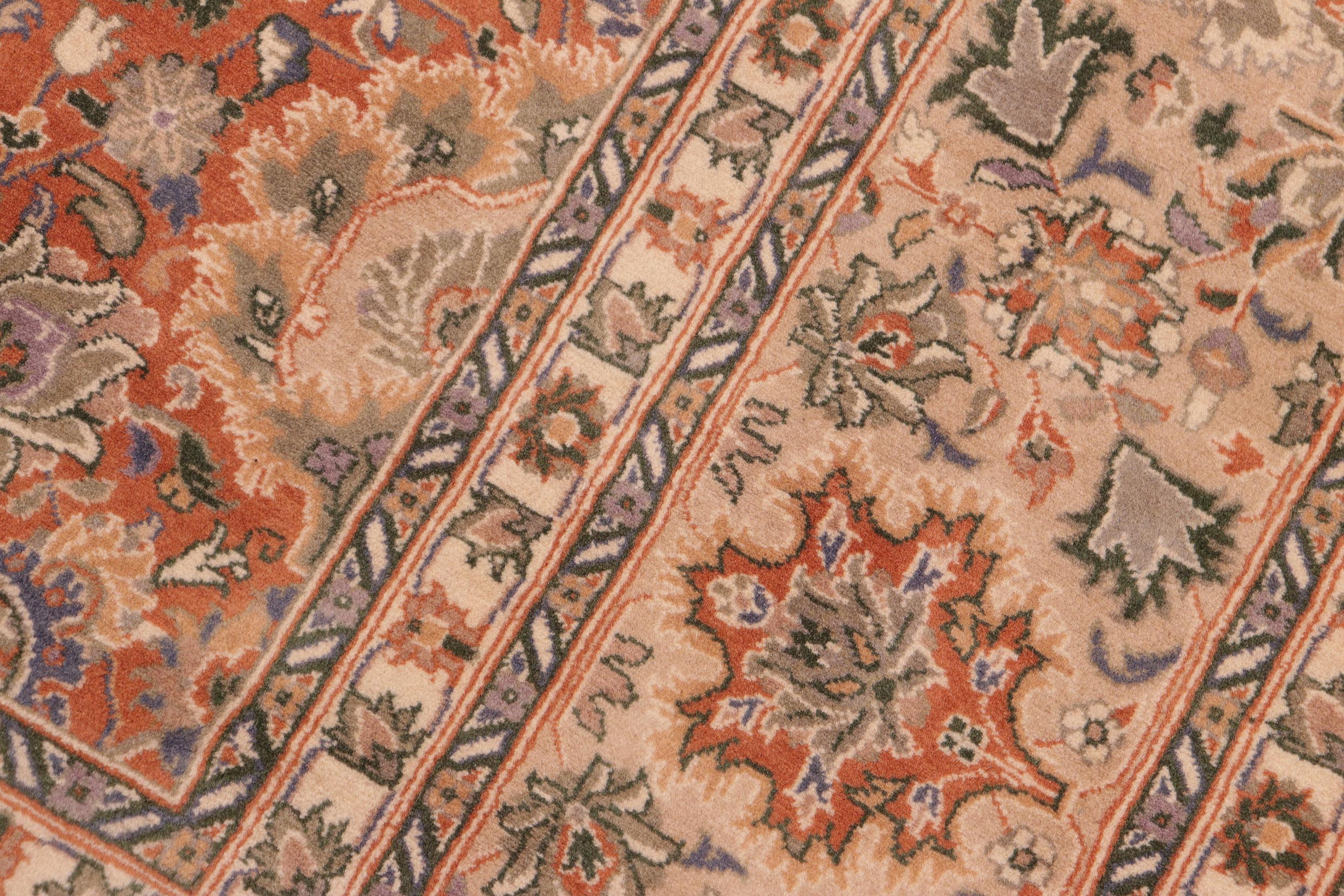 handmade Traditional Lahore Orange Tan Hand Knotted RECTANGLE 100% WOOL area rug 8x10