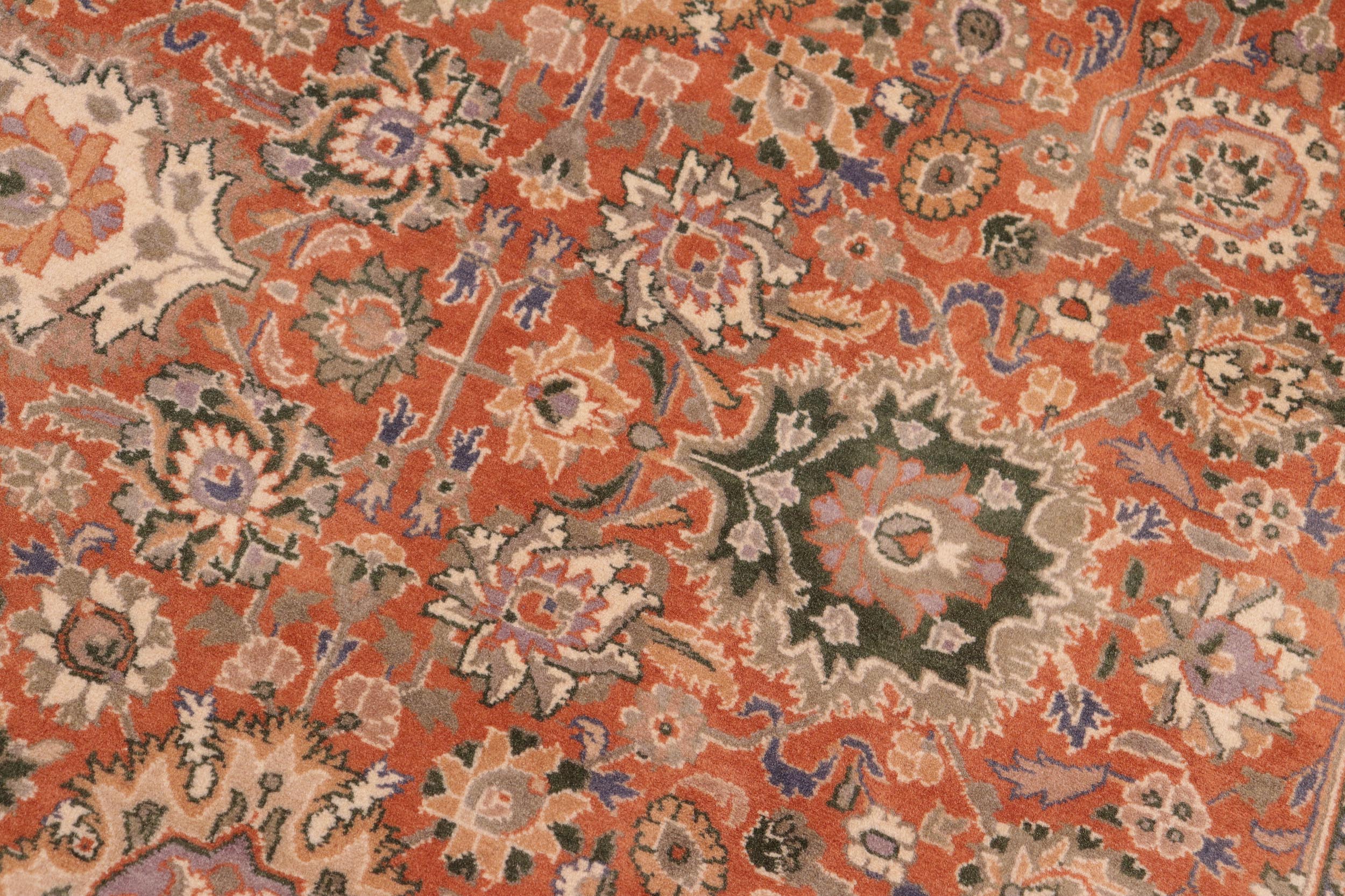 handmade Traditional Lahore Orange Tan Hand Knotted RECTANGLE 100% WOOL area rug 8x10