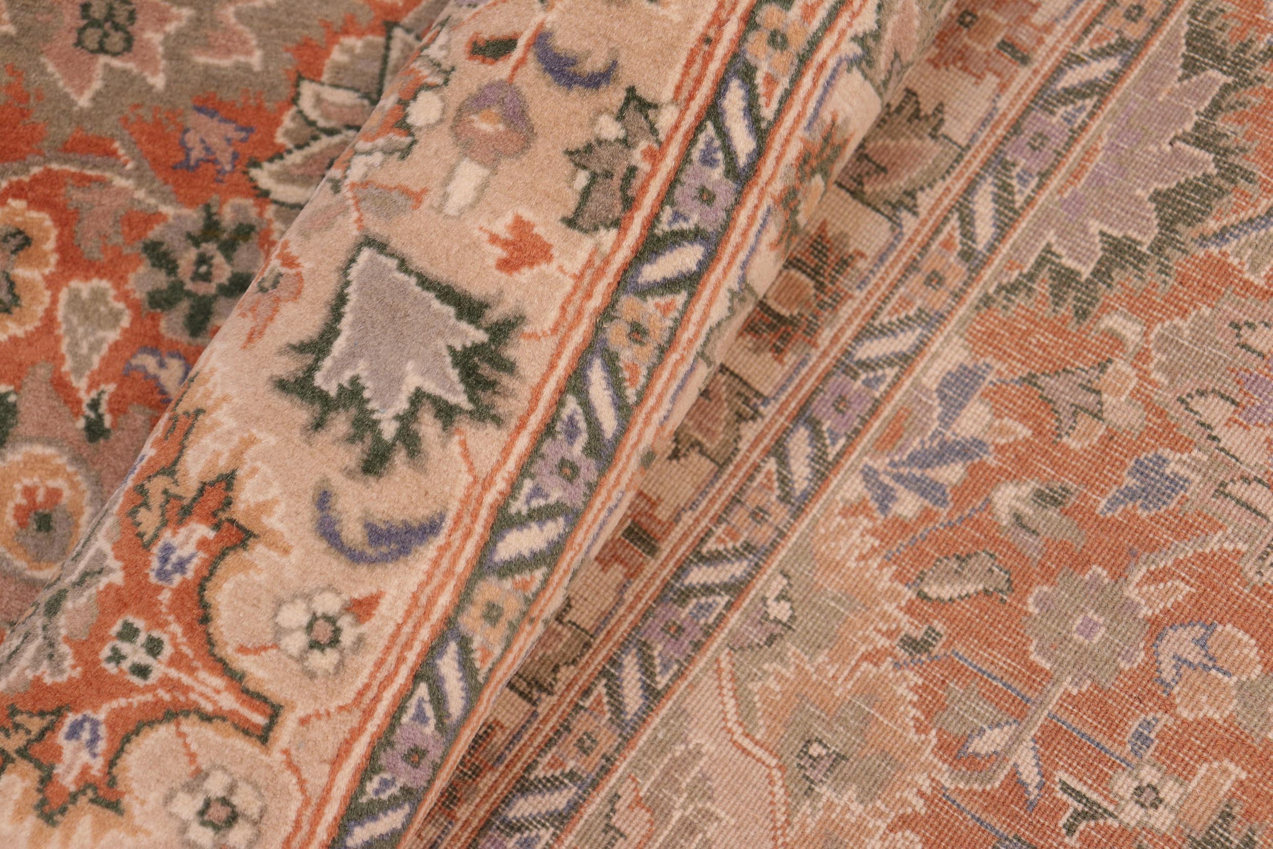 handmade Traditional Lahore Orange Tan Hand Knotted RECTANGLE 100% WOOL area rug 8x10