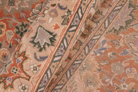 handmade Traditional Lahore Orange Tan Hand Knotted RECTANGLE 100% WOOL area rug 8x10