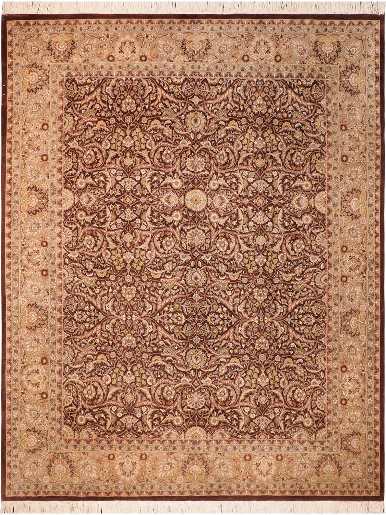 handmade Traditional Regular Brown Green Hand Knotted RECTANGLE 100% WOOL area rug 8x10