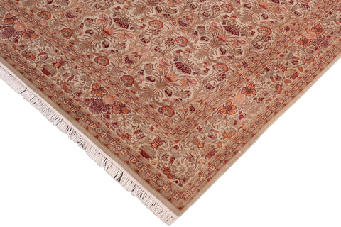handmade Transitional Sayra Green Beige Hand Knotted RECTANGLE 100% WOOL area rug 8x10