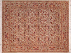 handmade Traditional Sayra Green Beige Hand Knotted RECTANGLE 100% WOOL area rug 8x10