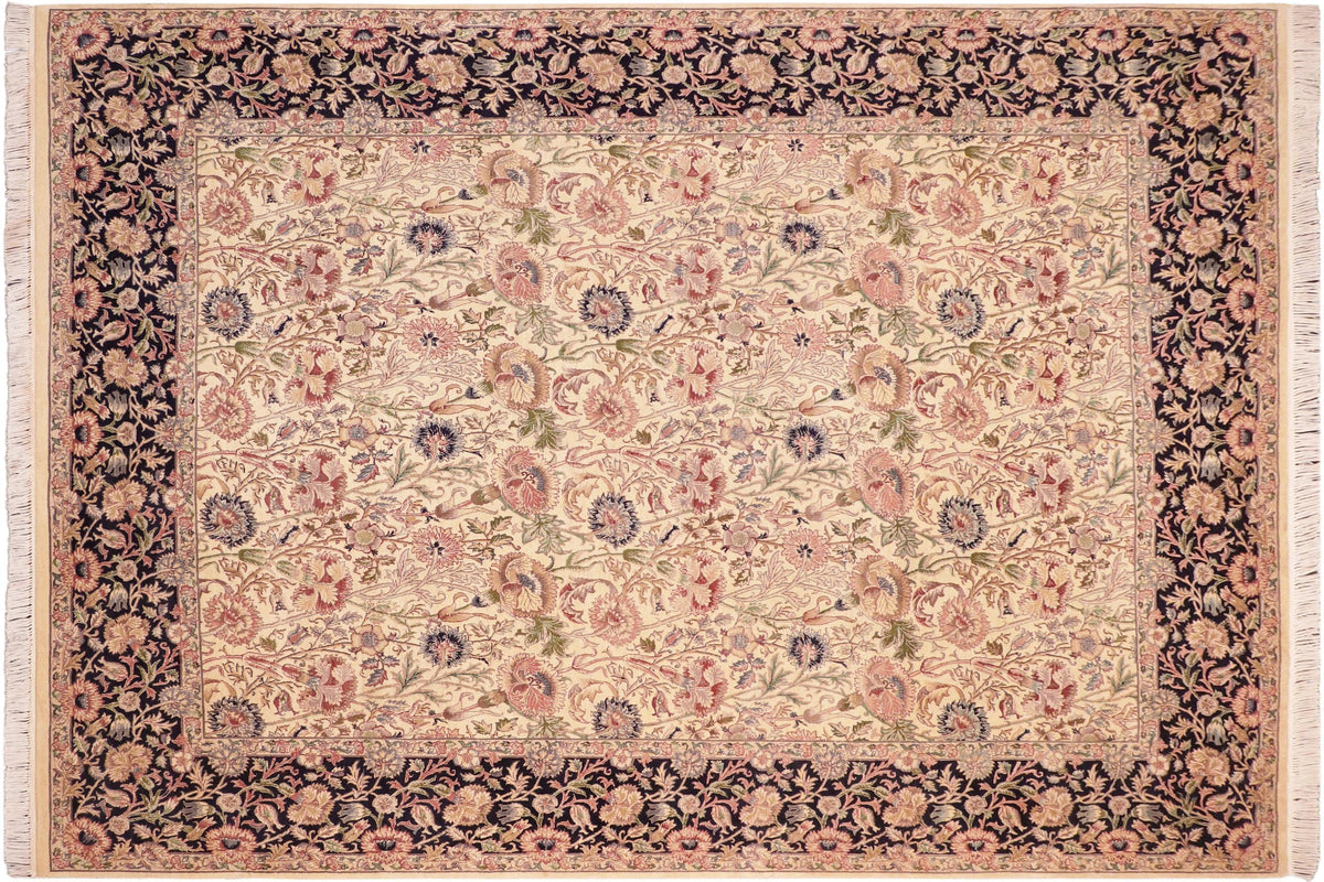 handmade Transitional Irfan Beige Blue Hand Knotted RECTANGLE 100% WOOL area rug 8x10