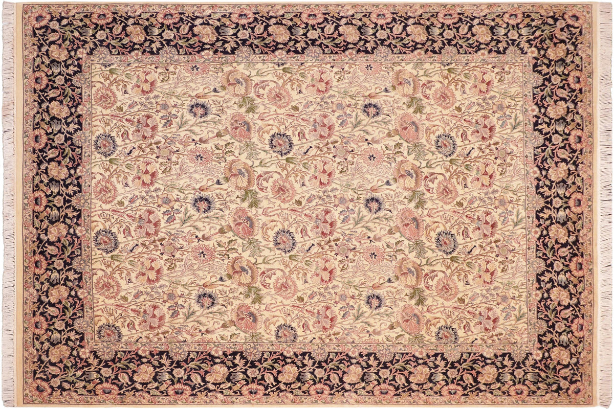 handmade Transitional Irfan Beige Blue Hand Knotted RECTANGLE 100% WOOL area rug 8x10