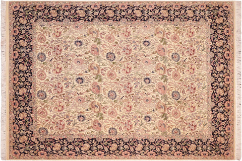 handmade Transitional Irfan Beige Blue Hand Knotted RECTANGLE 100% WOOL area rug 8x10