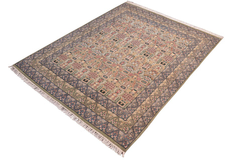 handmade Transitional Razia Green Gray Hand Knotted RECTANGLE 100% WOOL area rug 8x10