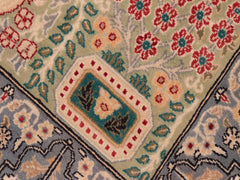 handmade Traditional Razia Green Gray Hand Knotted RECTANGLE 100% WOOL area rug 8x10