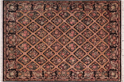 handmade Transitional Bakhtair Black Brown Hand Knotted RECTANGLE 100% WOOL area rug 8x10