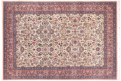 handmade Traditional Shahbaaz Ivory Pink Hand Knotted RECTANGLE 100% WOOL area rug 9x12