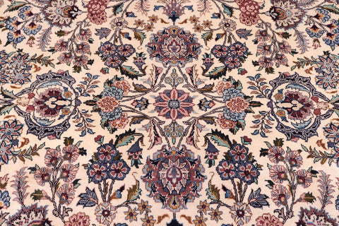 handmade Traditional Shahbaaz Ivory Pink Hand Knotted RECTANGLE 100% WOOL area rug 9x12