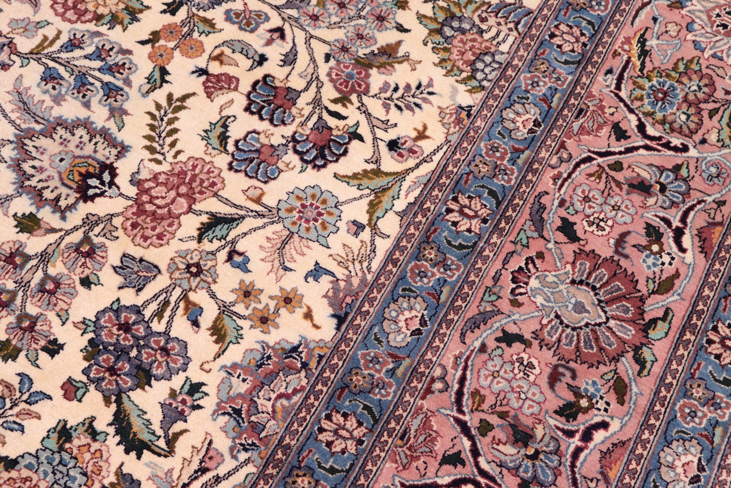 handmade Traditional Shahbaaz Ivory Pink Hand Knotted RECTANGLE 100% WOOL area rug 9x12