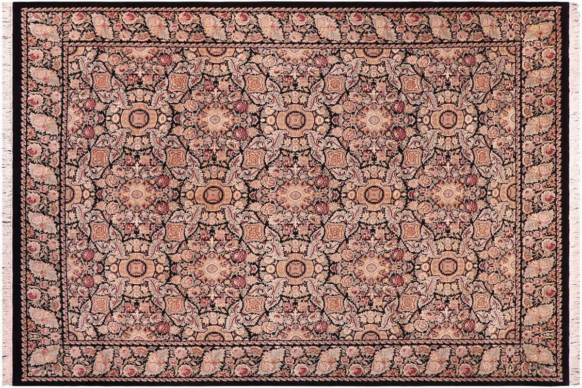 handmade Transitional Doop Black Black Hand Knotted RECTANGLE 100% WOOL area rug 9x12