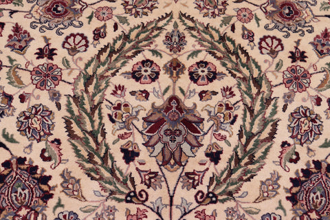 handmade Traditional Dabir Ivory Aubergine Hand Knotted RECTANGLE 100% WOOL area rug 9x13