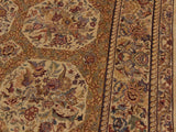 handmade Traditional Nazakat Beige Gold Hand Knotted RECTANGLE 100% WOOL area rug 9x12
