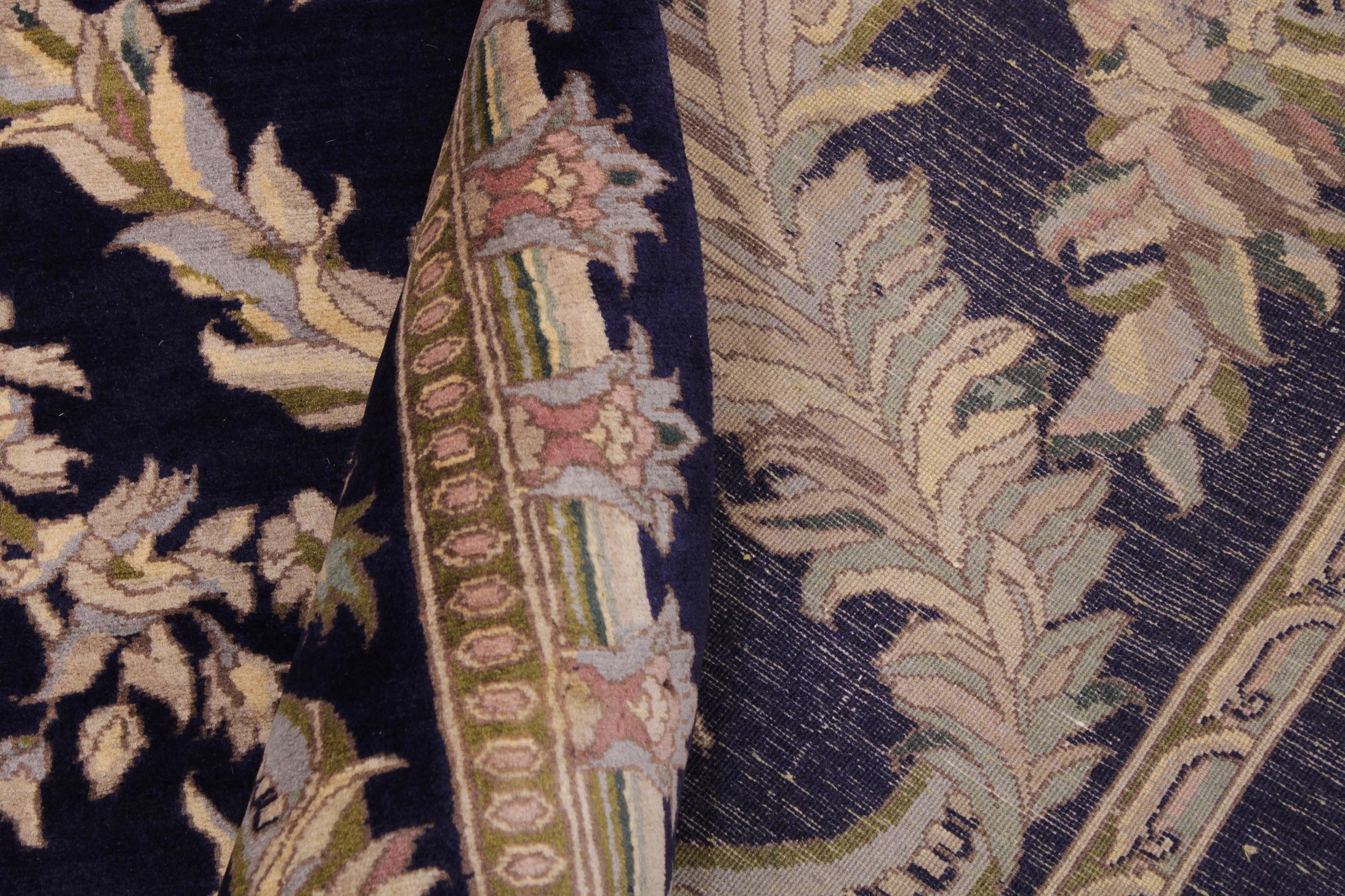 handmade Transitional Basan Blue Gray Hand Knotted RECTANGLE 100% WOOL area rug 9x12