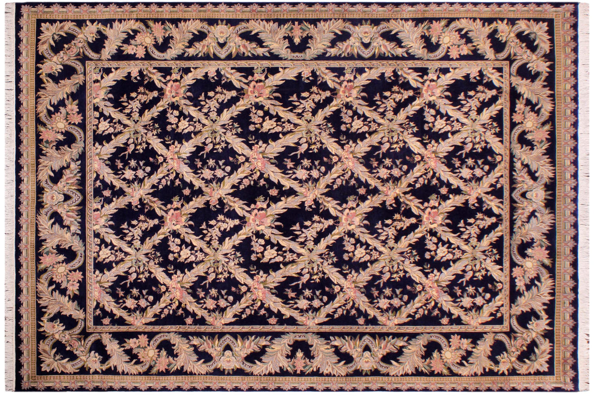 handmade Transitional Basan Blue Gray Hand Knotted RECTANGLE 100% WOOL area rug 9x12