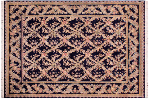 handmade Transitional Basan Blue Gray Hand Knotted RECTANGLE 100% WOOL area rug 9x12