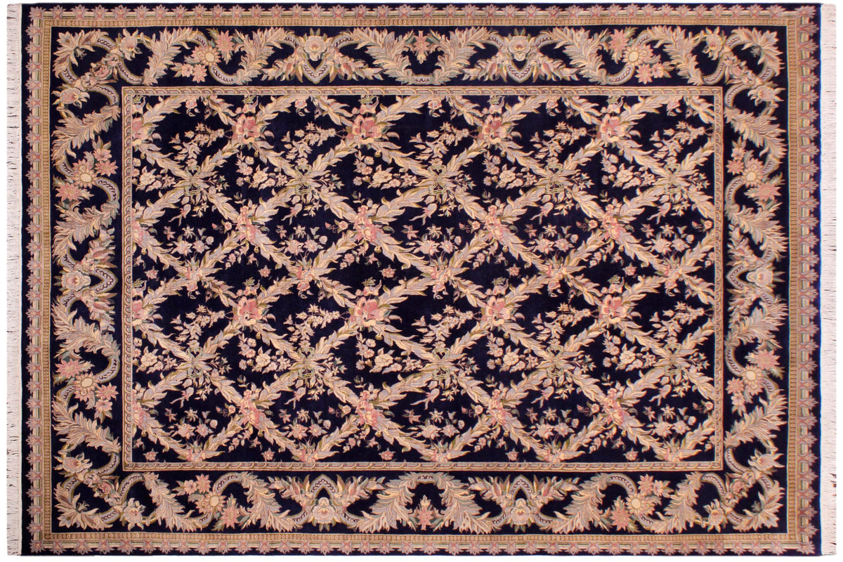 handmade Transitional Basan Blue Gray Hand Knotted RECTANGLE 100% WOOL area rug 9x12